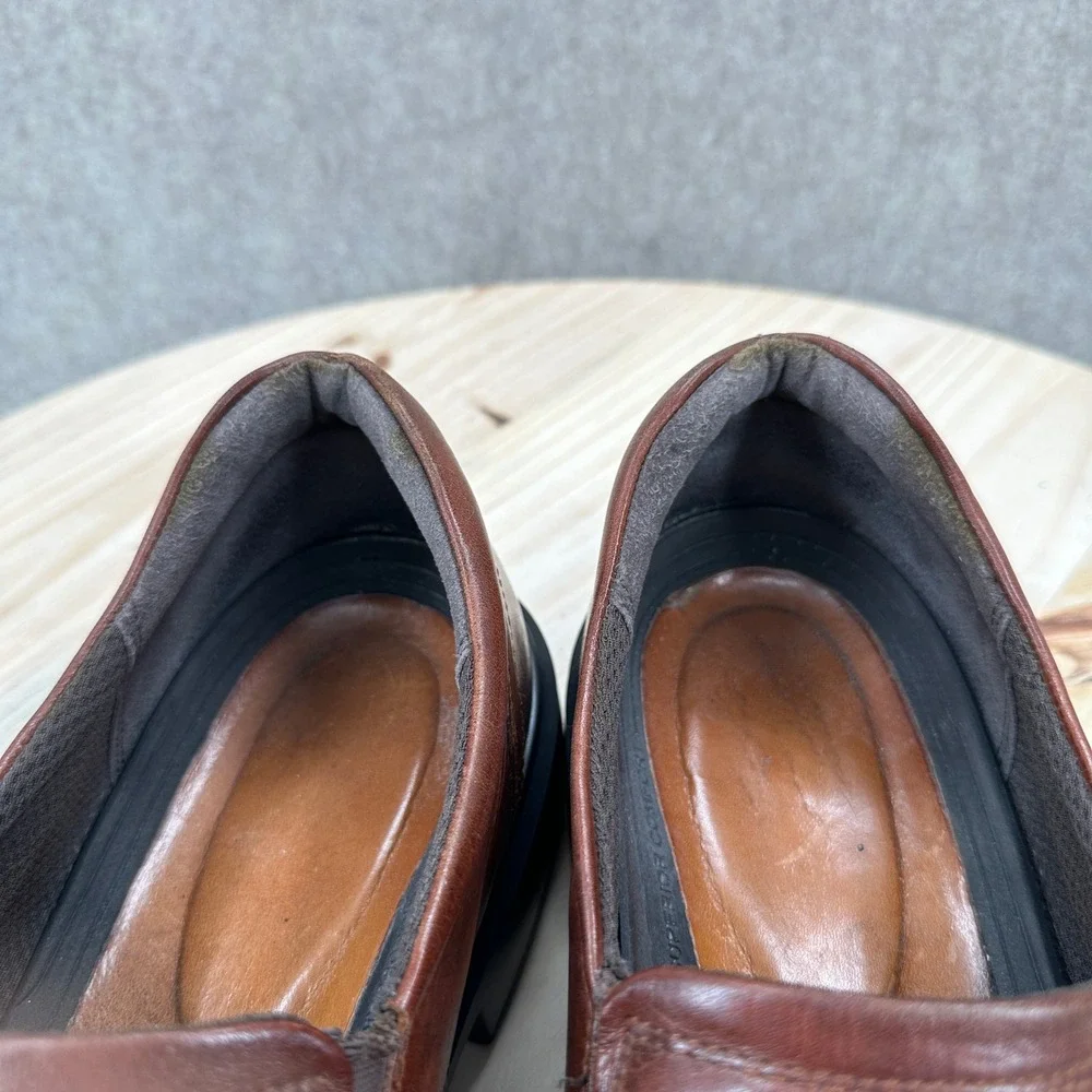 ECCO Loafers Mens 13-13.5 Brown Leather Slip On Bicycle Toe Dress Shoes